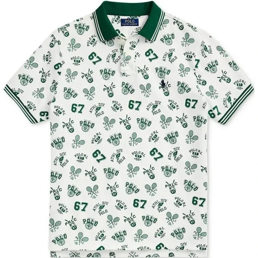 Polo‎ Ralph Lauren Men's Big & Tall 3XLT White Green Sports Graphic Polo Shirt